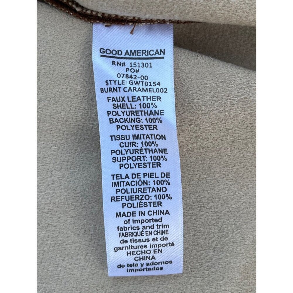 Good American Better Than Leather Shirt Women's Faux Leather Size 2 Burn Caramel - Picture 6 of 13